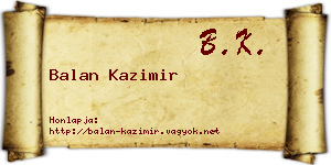 Balan Kazimir névjegykártya